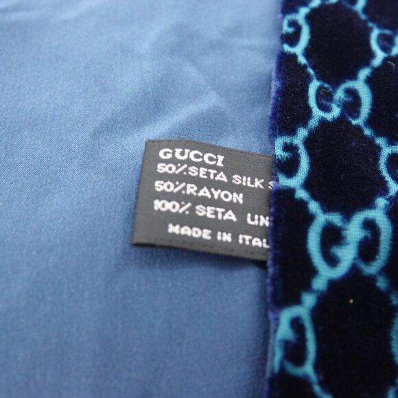 Gucci Tom Ford GG Monogram Velvet Scarf Blue and Turquoise - Picture 4 of 9